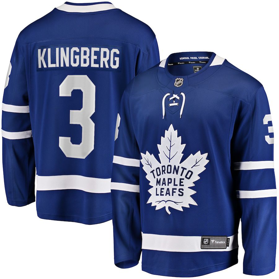 Men Toronto Maple Leafs #3 John Klingberg Fanatics Branded Blue Home Breakaway NHL Jersey